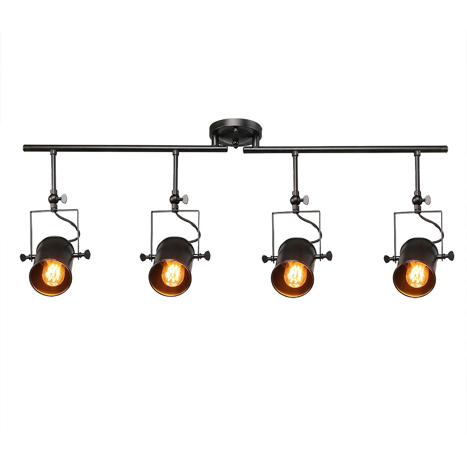 Track Kit Semi Flush Mount Close to Ceiling Light Fixture, 4 Sources, Black