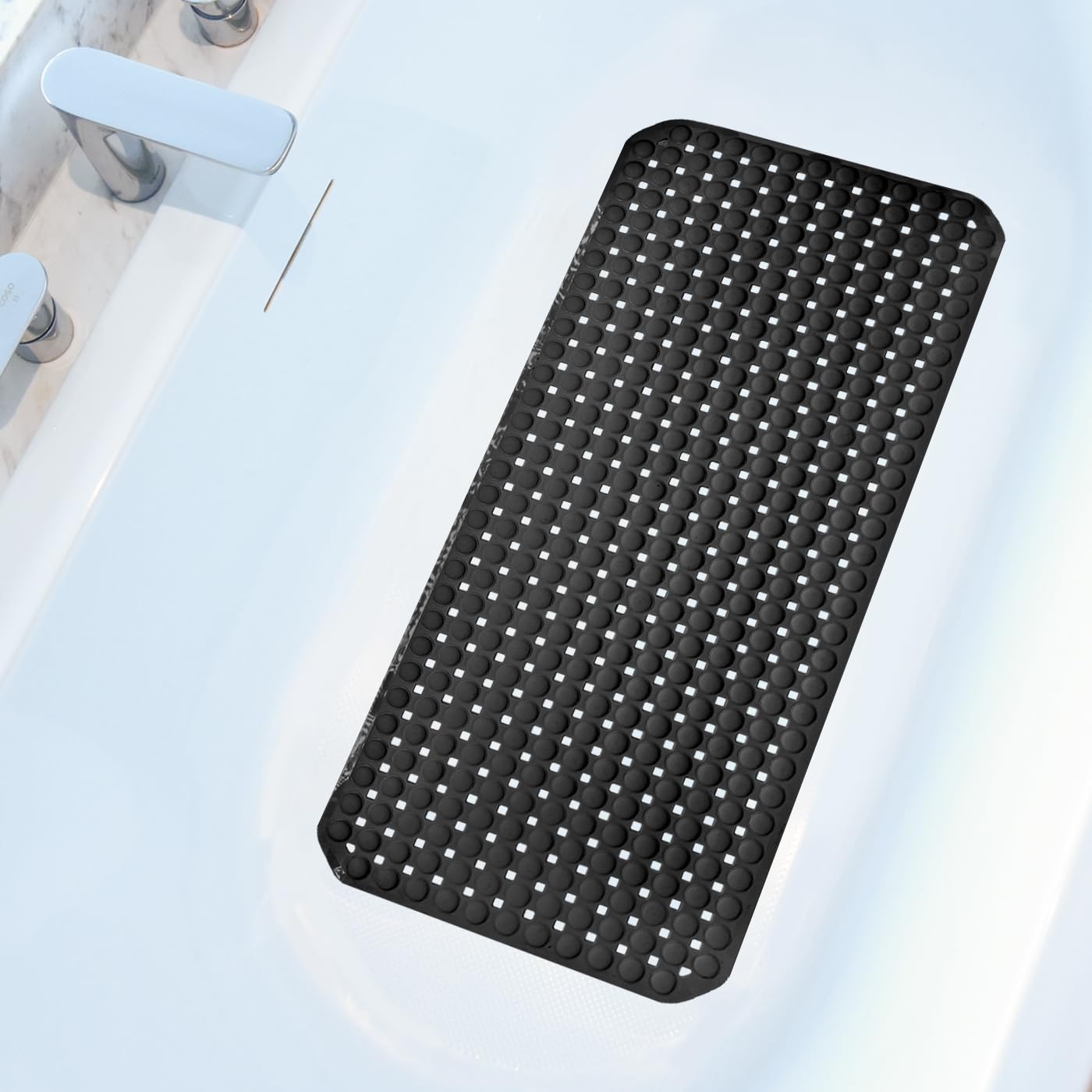 Non Slip Shower Mat, 36 x17” TPR Rubber Bath Mats for Tub with 198+ Suction Cups