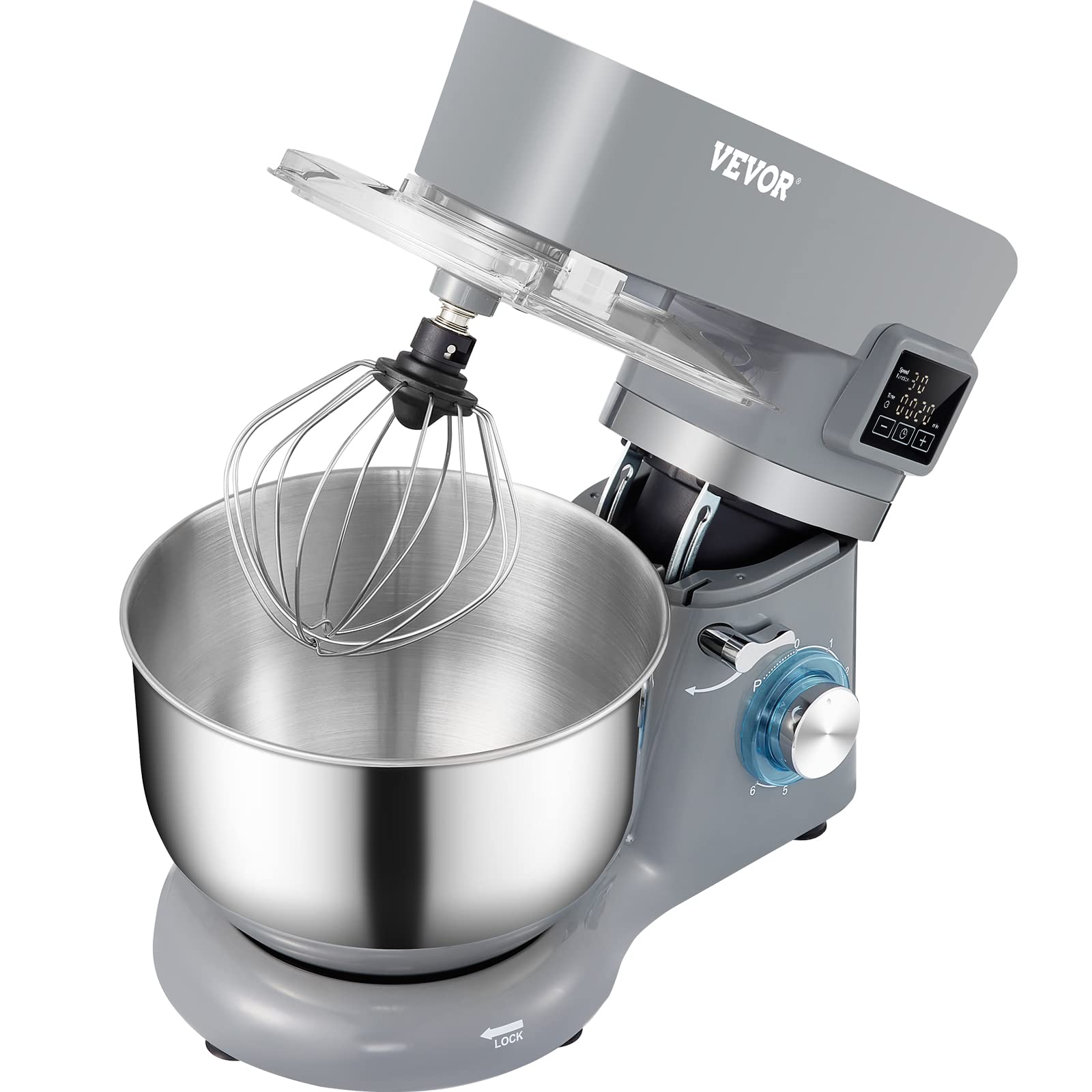 Stand Mixer, 660W Electric Dough Mixer with 6 Speeds LCD Screen Timing