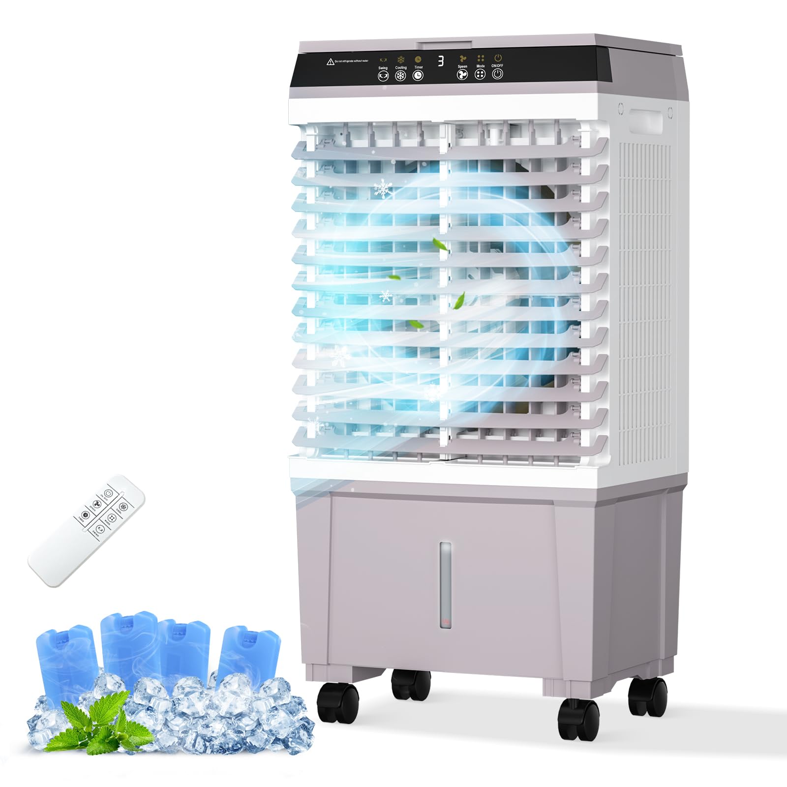 Portable Evaporative Cooler, LifePlus 1900CFM Windowless Swamp Cooler Air Conditioner