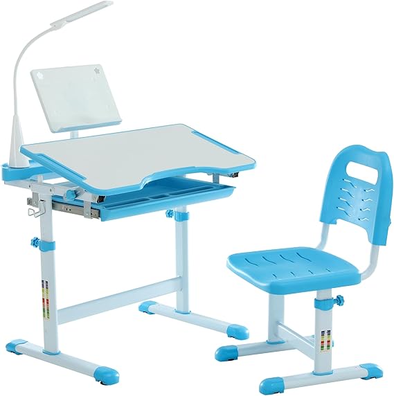 Functional Desk and Chair Set, Ergonomic Height Adjustable Children School Study