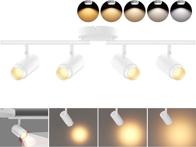 5-Color Zoomable 6 Light Track Lighting Fixtures Ceiling for Kitchen