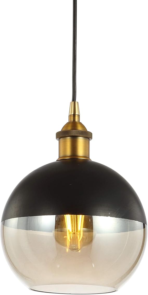 JYL3513A-SET2 Nixon 7.5" 1-Light Mid-Century Modern Metal/Glass Adjustable Drop Globe