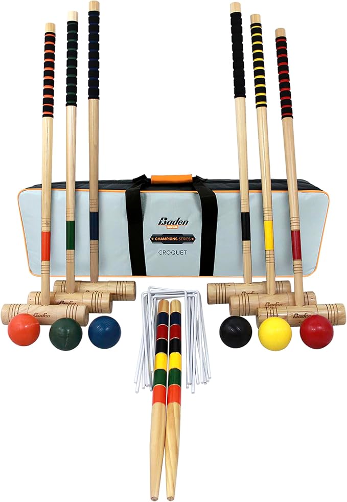 6-Player Champions Croquet Set with Soft Grip Handles