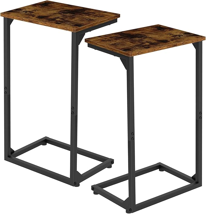 C Shaped End Table Set of 2, Couch Tables That Slide Under, living room