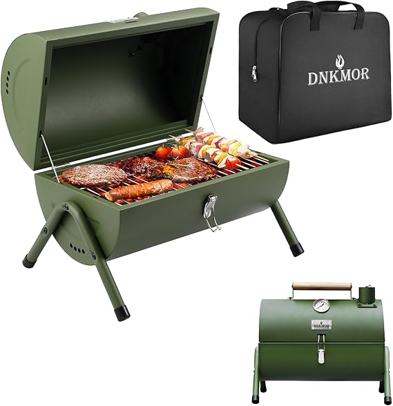 Portable Charcoal Grill, Tabletop Outdoor Barbecue Smoker, Small BBQ Grill for Outdoor
