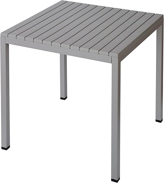 Plastic Outdoor Dining Table with Metal Legs, Weather Resistance