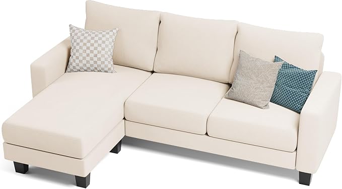 Sofa for Living Room, Couch with Convertible Chaise