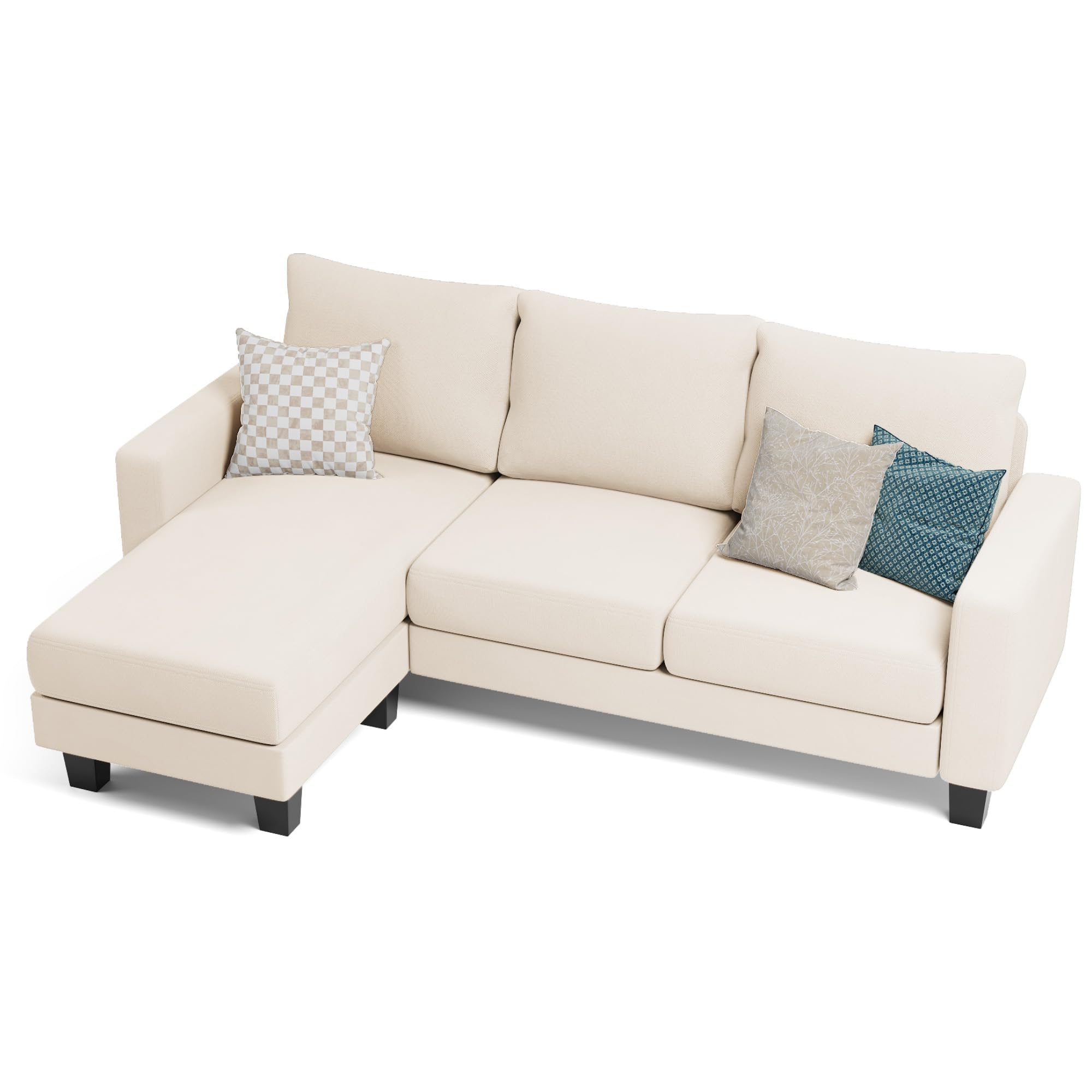 Sofa for Living Room, Couch with Convertible Chaise
