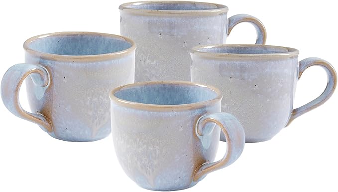 12oz Minerals Mug, Amethyst (Set of 4) - Stoneware Coffee Cup with Reactive Glaze