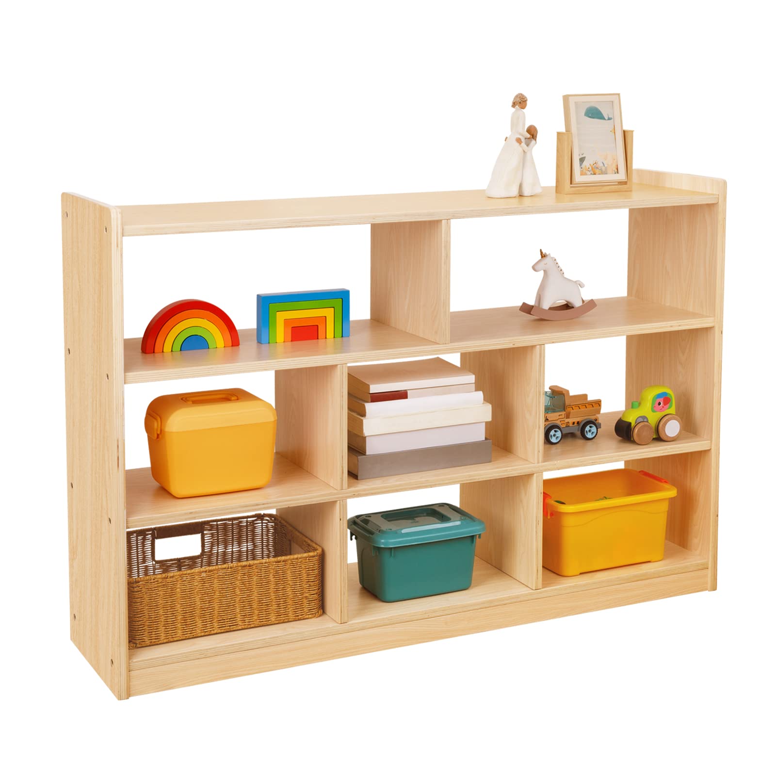 Montessori Shelf 8-Section Wood Storage Cabinet, Montessori Bookshelf for Kids, Toy
