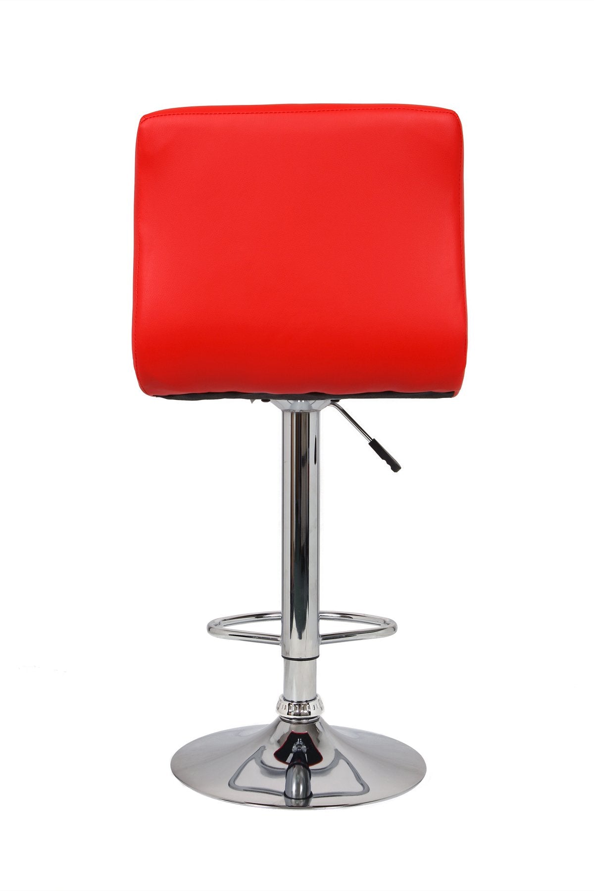 2 Barstools Adjustable Swivel Faux Leather Square Stitch Design Red Color
