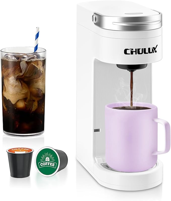 Slim Single Serve Coffee Maker for K Pods, One Cup Coffee Maker Fits 7.3" Travel