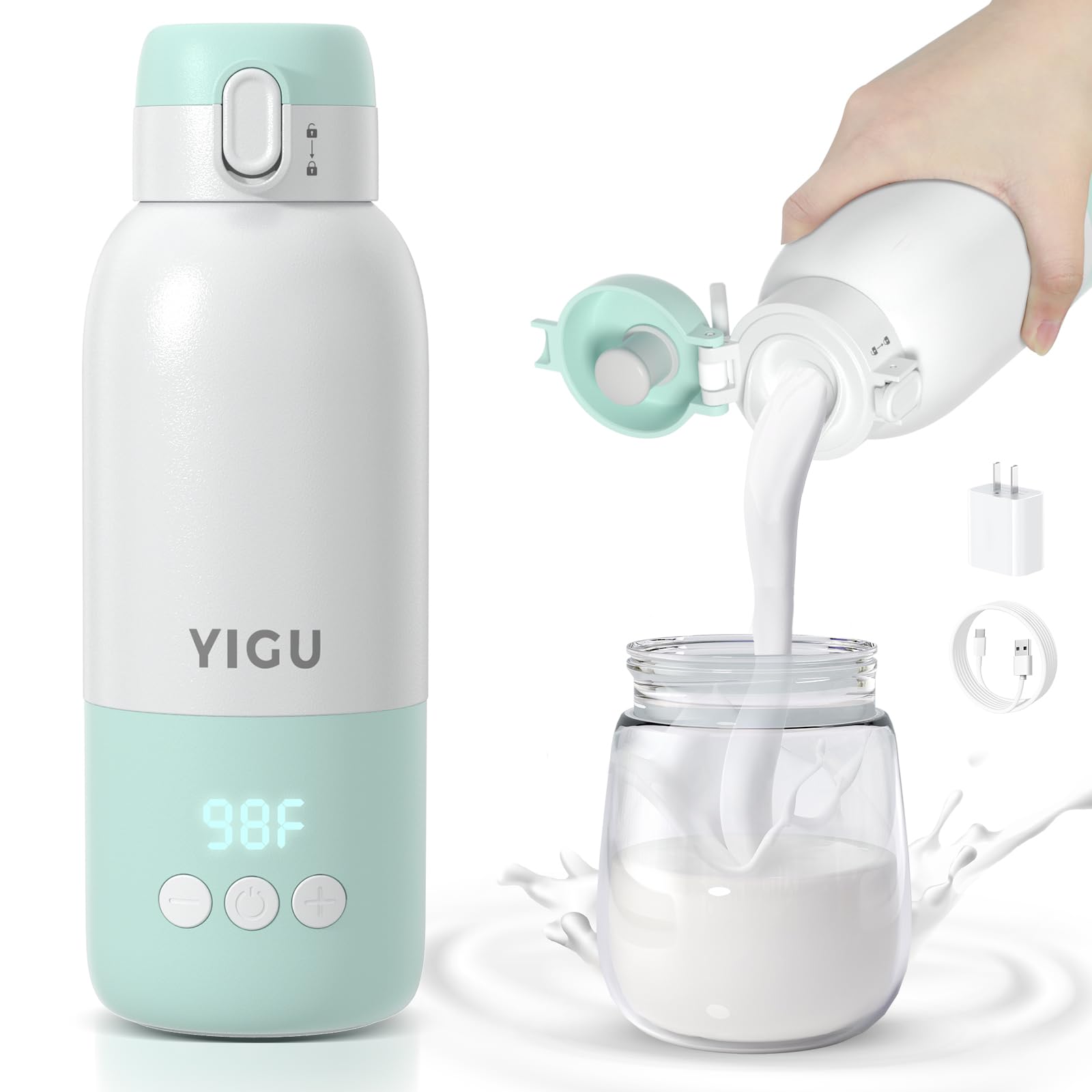 Travel Bottle Warmer, 13500mAh Battery, 80W Fast Heating of Breast Milk and Formula