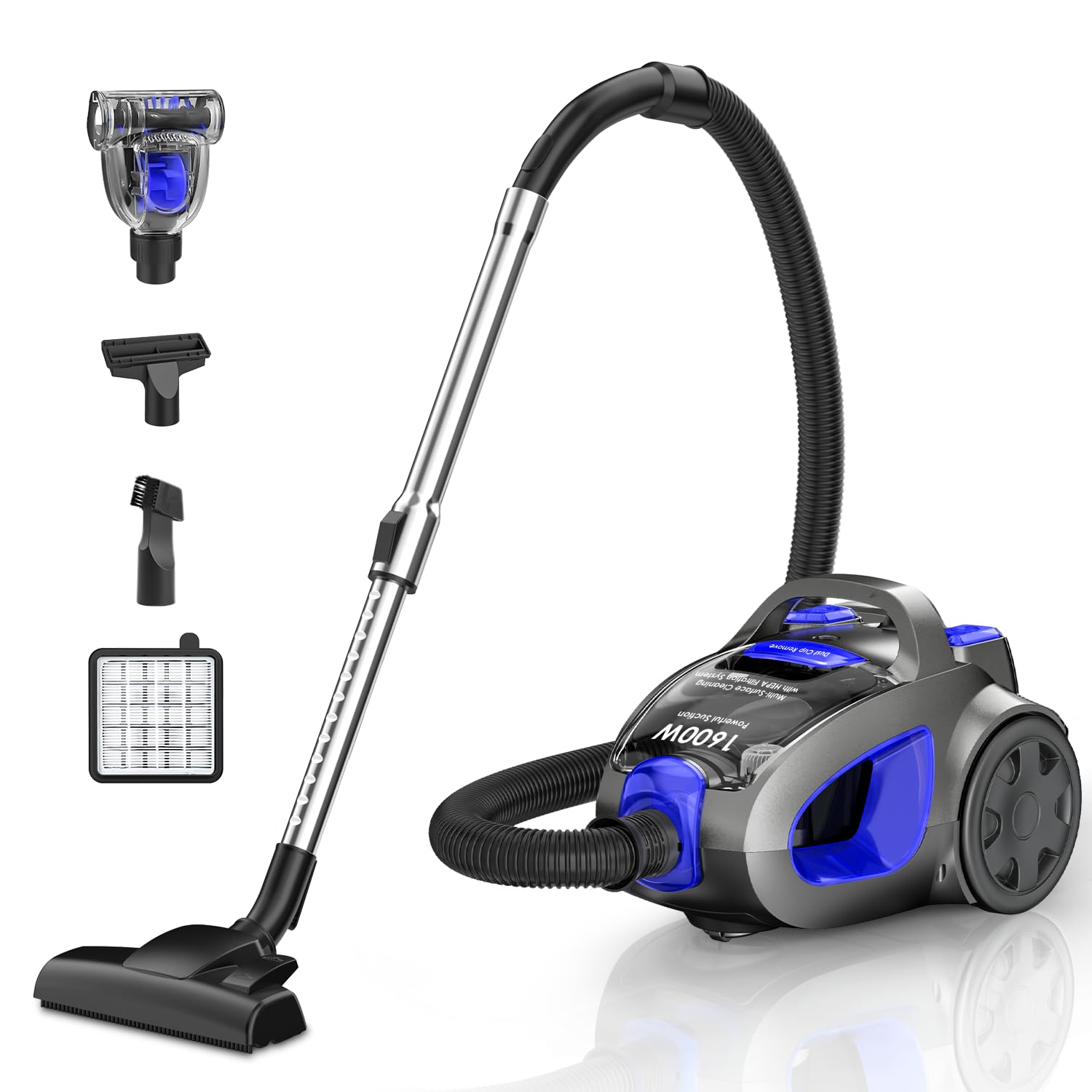 Canister Vacuum Cleaner, 32Kpa 1600W Bagless Vacuum Cleaner