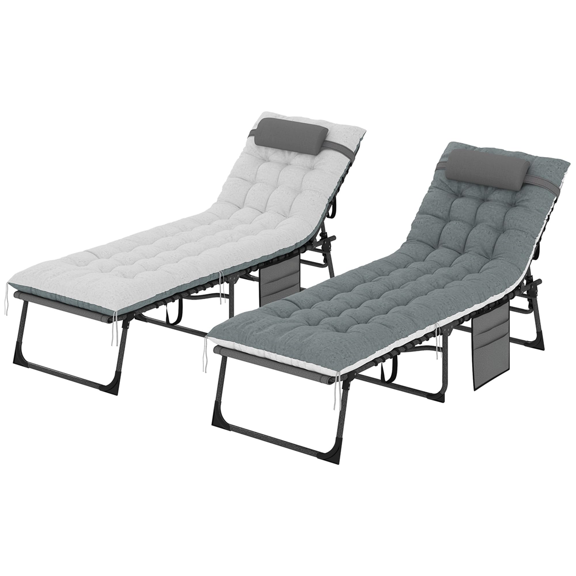 Chaise Lounge Chair Outdoor Set of 2, 5-Position Adjustable Outdoor Pool Lounge Chairs