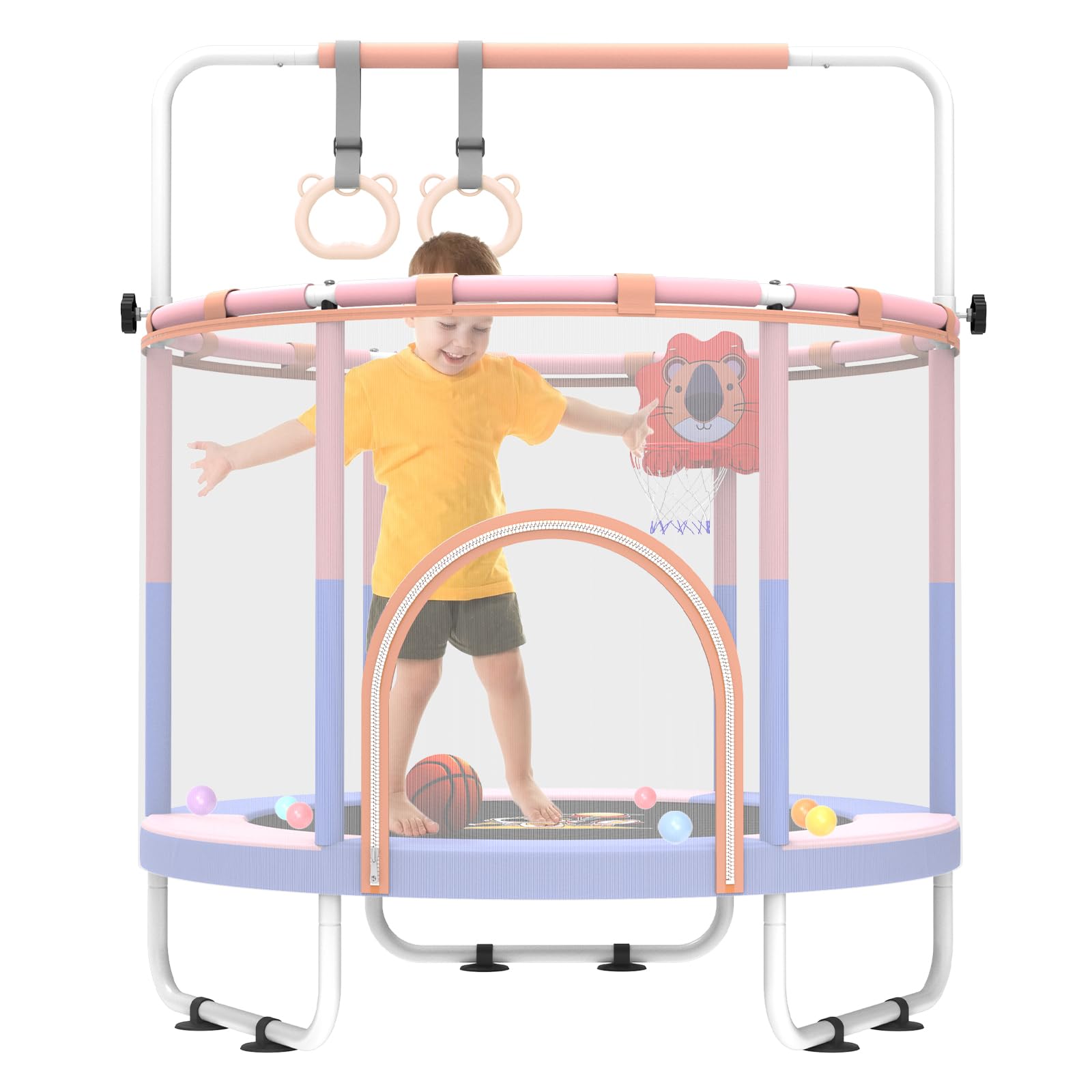 60" Toddler Trampoline with Safety Enclosure Net,Mini Trampoline for Kids Certified