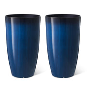 23.5" H Oversized Tall Round Tapered Planter, Set of 2 Large Gradient Cobalt Blue Faux