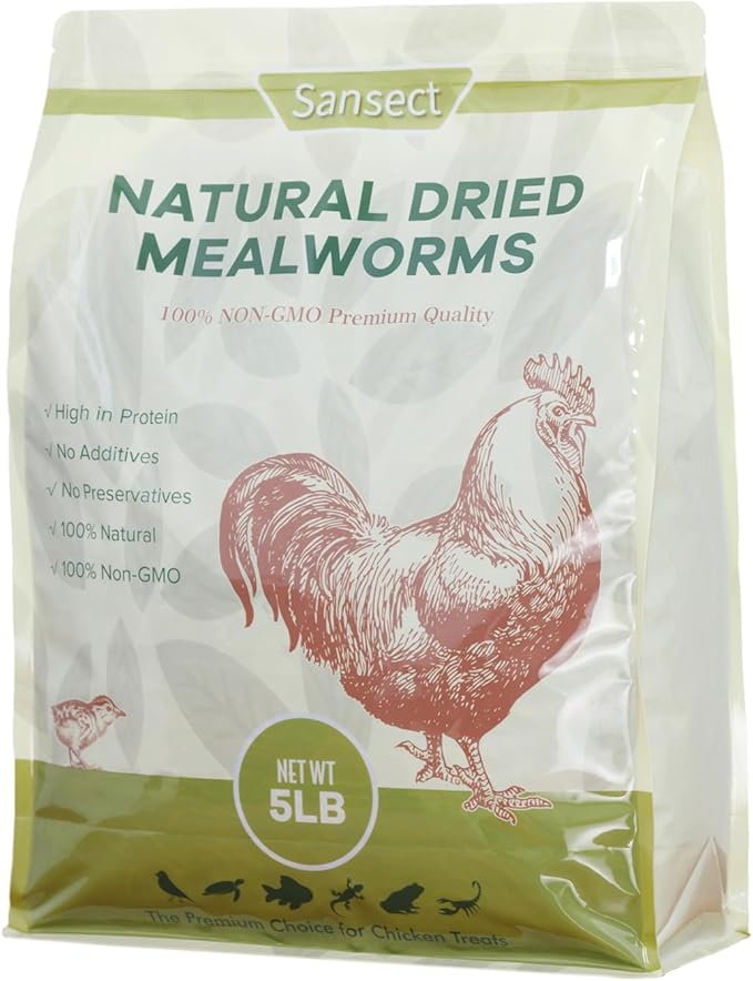 Dried Mealworms, 100% Natural, Non-GMO Mealworms for Chickens-High Protein