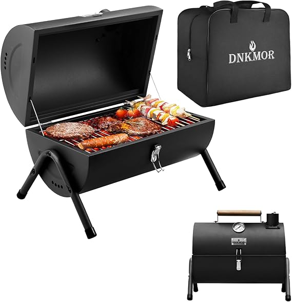 Portable Charcoal Grill, Tabletop Outdoor Barbecue Smoker, Small BBQ Grill for Outdoor