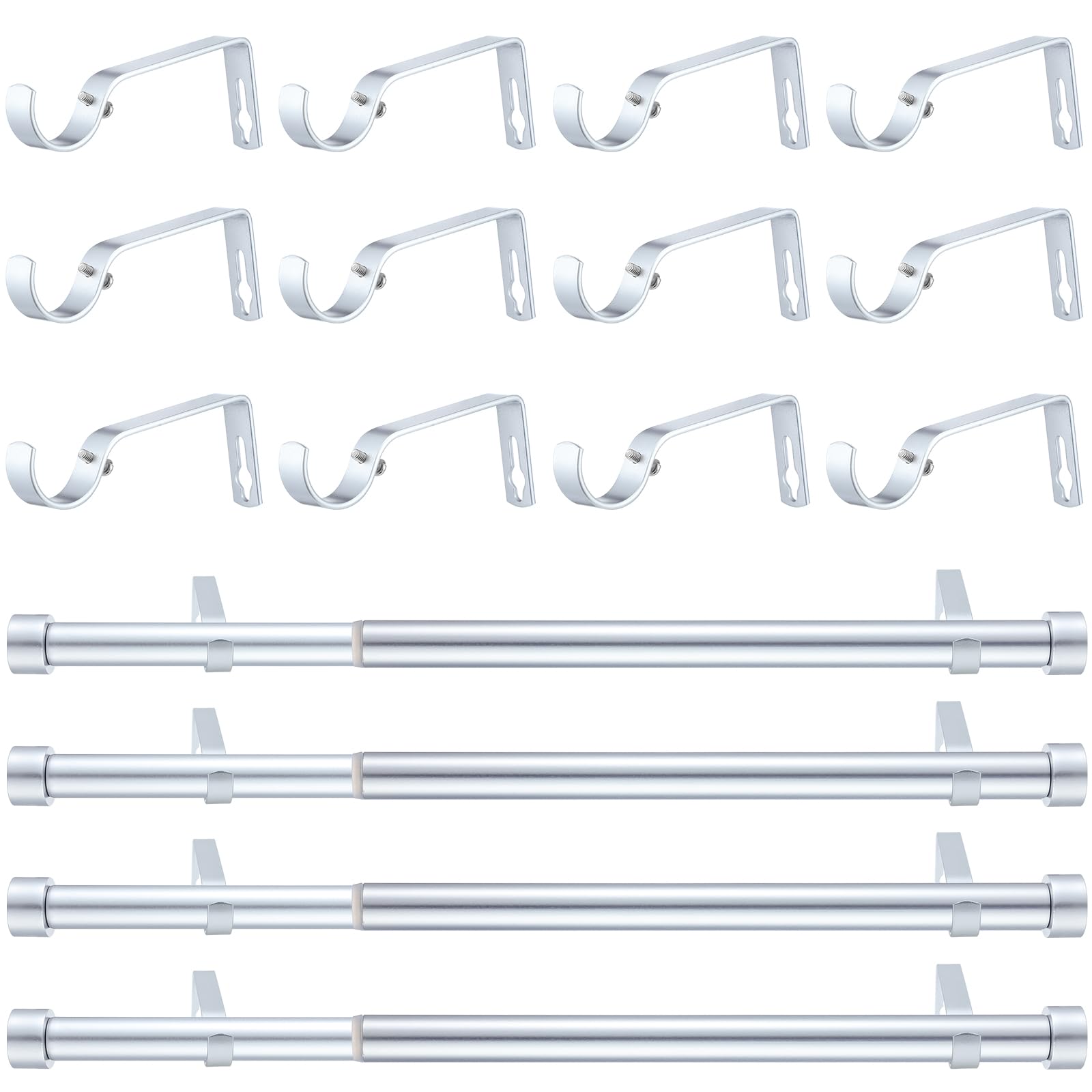 4 Packs Curtain Rods for Windows 32-84 Inch Adjustable Curtain Rod Set Heavy Duty