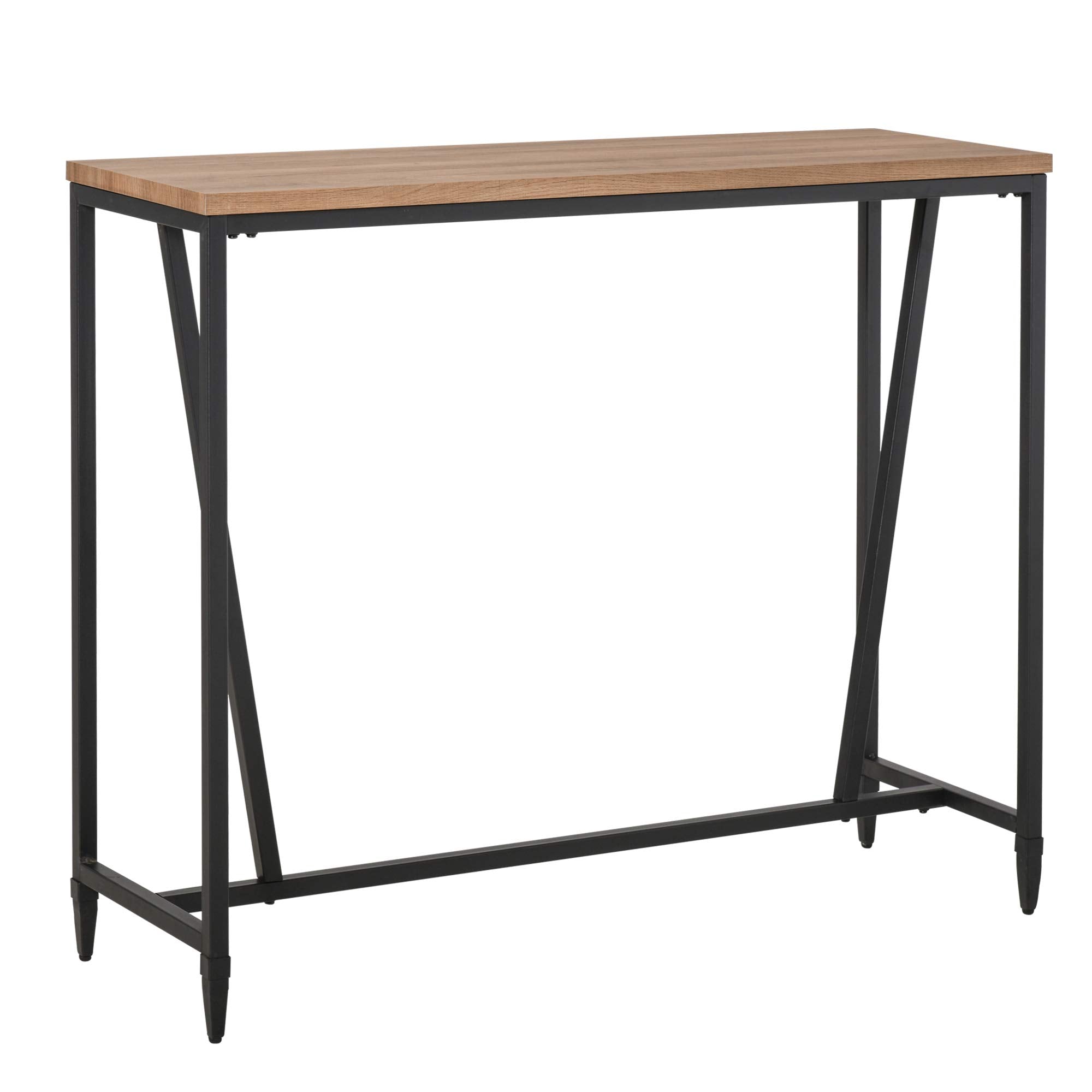 47.75 Inch Bar Table with Metal Legs, Rustic Industrial Pub Table with Large Tabletop