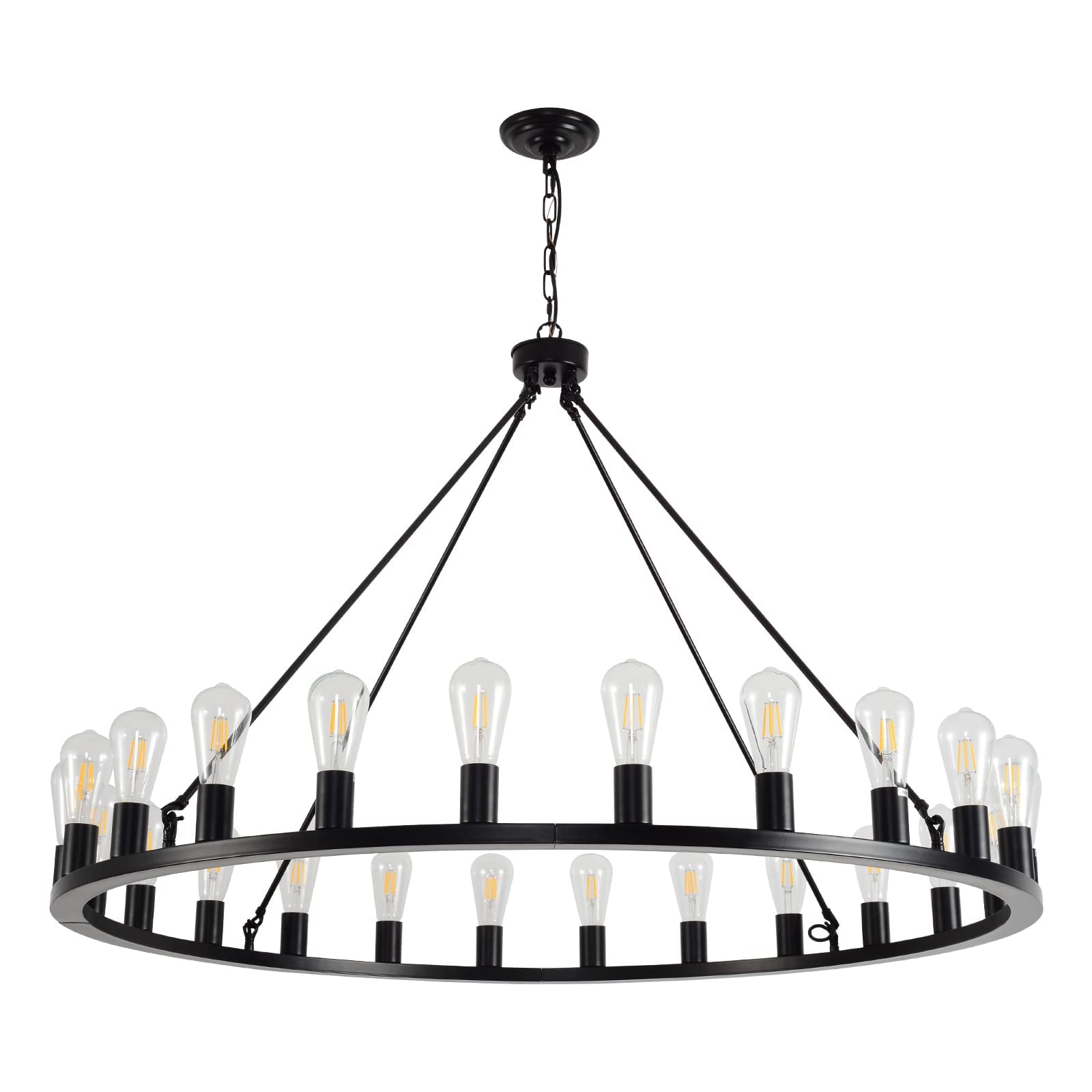 Wagon Wheel Chandelier 24-Light 48-Inch