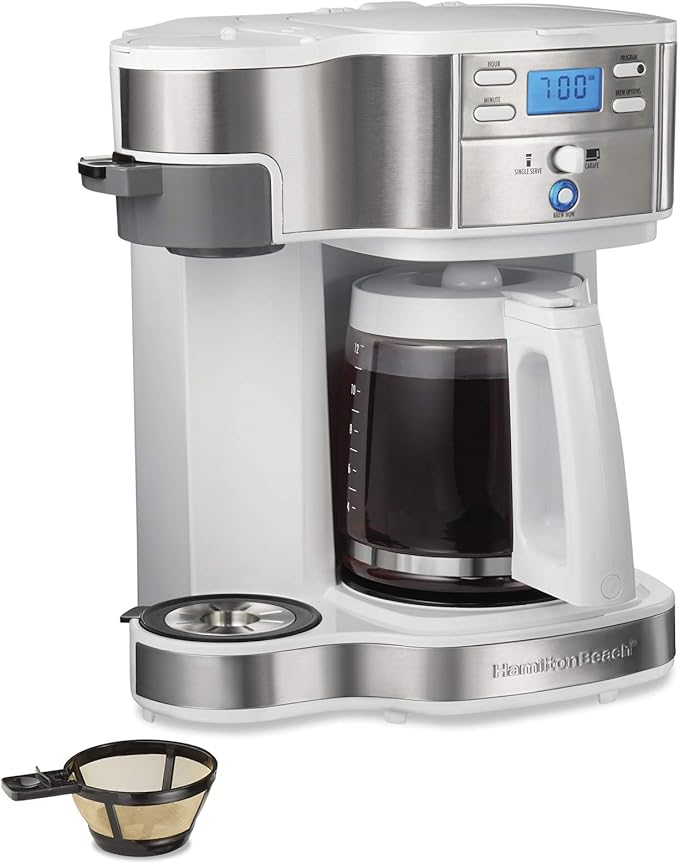 2-Way 12 Cup Programmable Drip Coffee Maker & Single Serve Machine, Glass Carafe