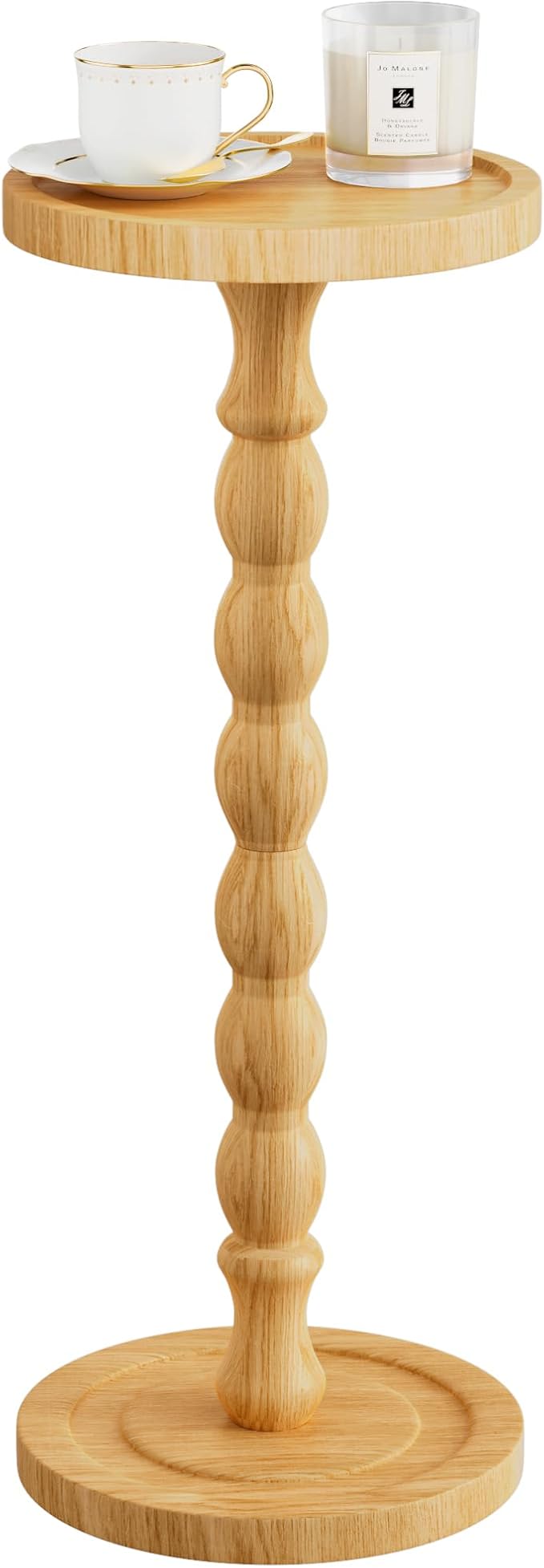 Solid Wood Drink Table, Rubber Wood‌ Small Round Side Table,living room