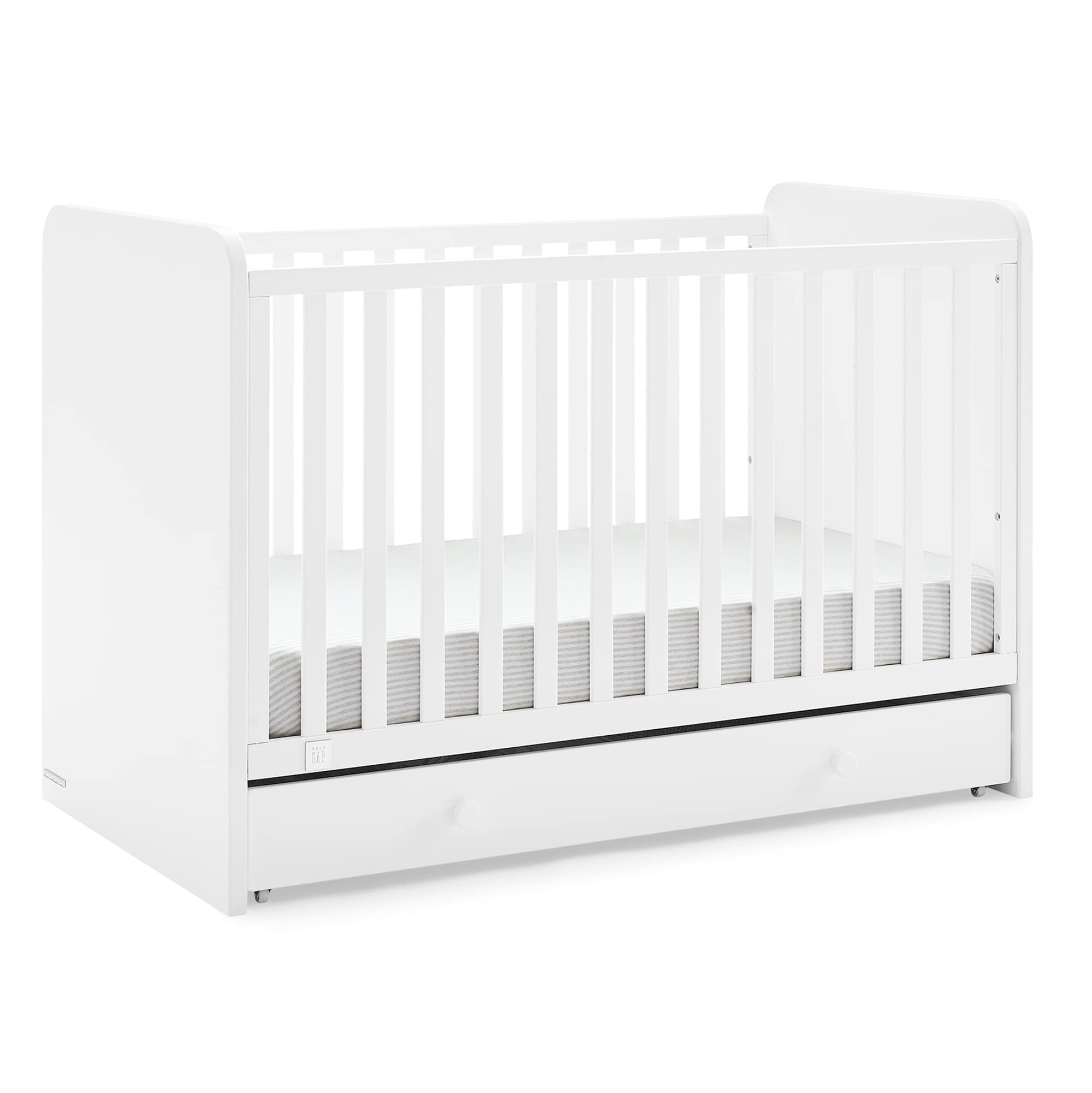 4-in-1 Convertible Crib with Storage Drawer - Greenguard Gold Certified, Bianca White