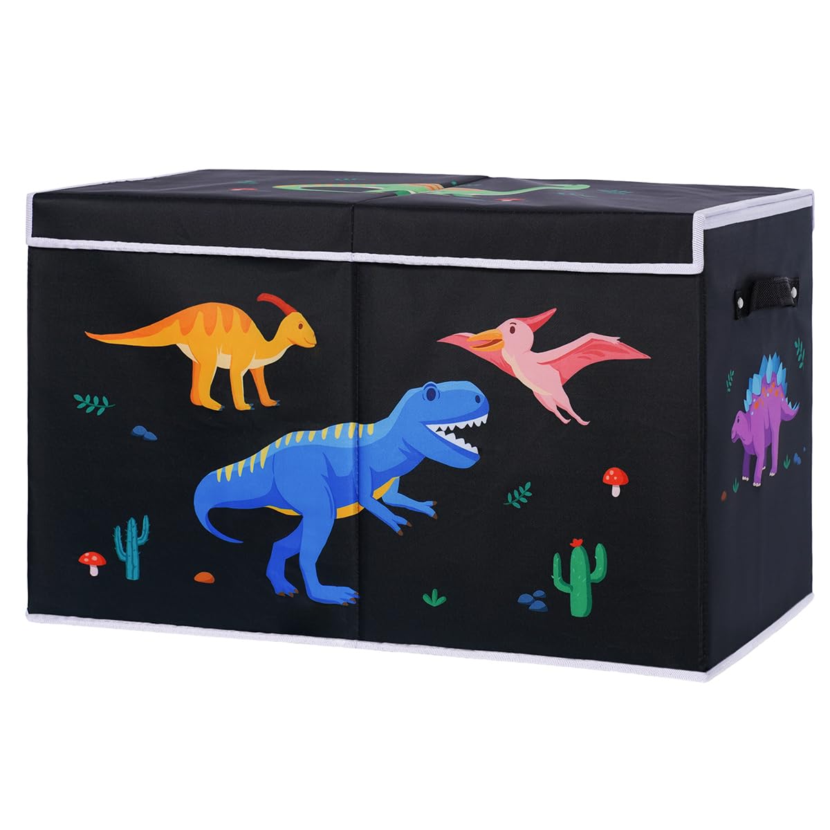Dinosaur Toy Box - Black Collapsible Storage Chest for Boys and Girls - Organizer Bin