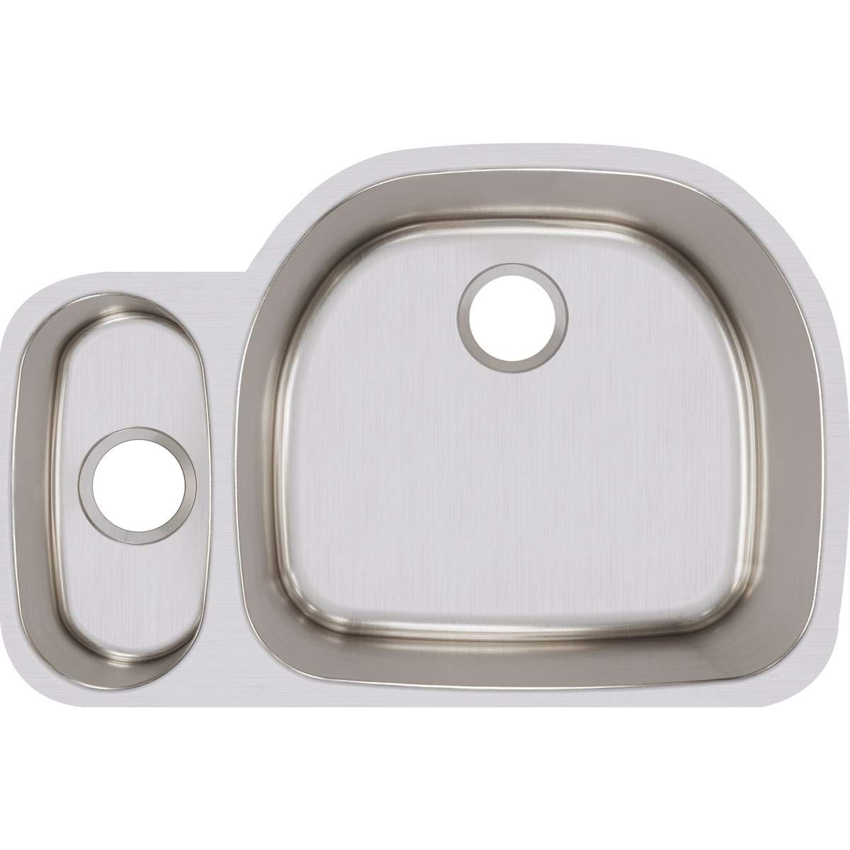 Lustertone ELUH322110L 30/70 Offset Double Bowl Undermount Stainless Steel Kitchen
