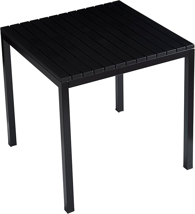 Plastic Outdoor Dining Table with Metal Legs, Weather Resistance