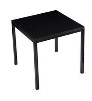 Plastic Outdoor Dining Table with Metal Legs, Weather Resistance
