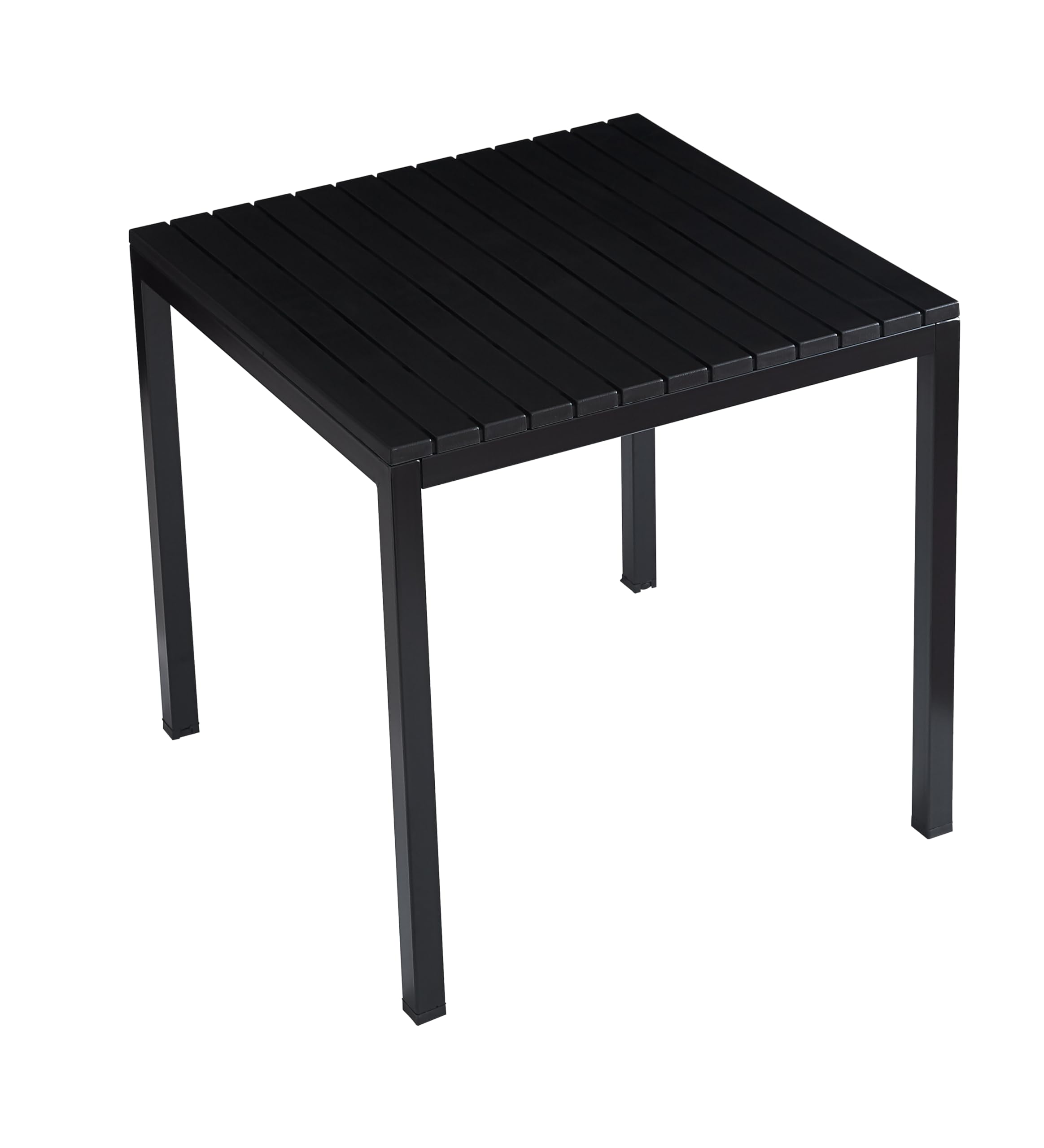 Plastic Outdoor Dining Table with Metal Legs, Weather Resistance