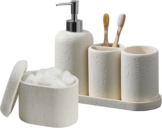 Bathroom Accessories Set, 5PCS Modern Bathroom Accessory Set with Soap Dispenser