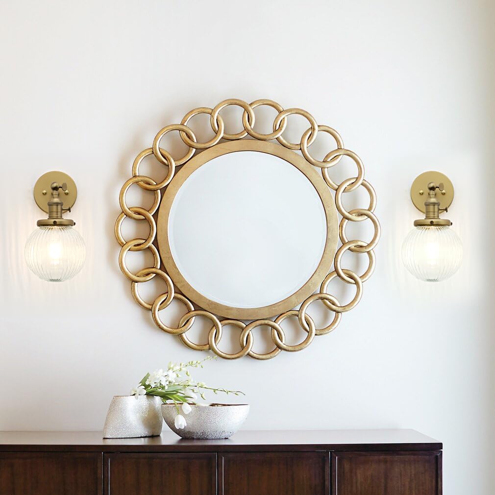 Vintage Industrial Wall Sconce Lighting Fixture with Mini 5.9" Round Clear Globe Ribbed