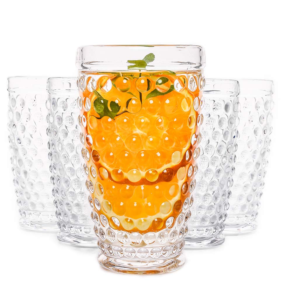 Glassware 6 Set Old Fashioned Iced Beverage Drinking Glasses, 13.3 oz Premium