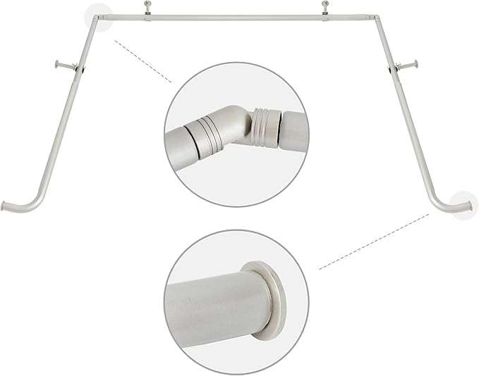 1-Inch Diameter Bay Window Curtain Rod Set for Bayview Windows