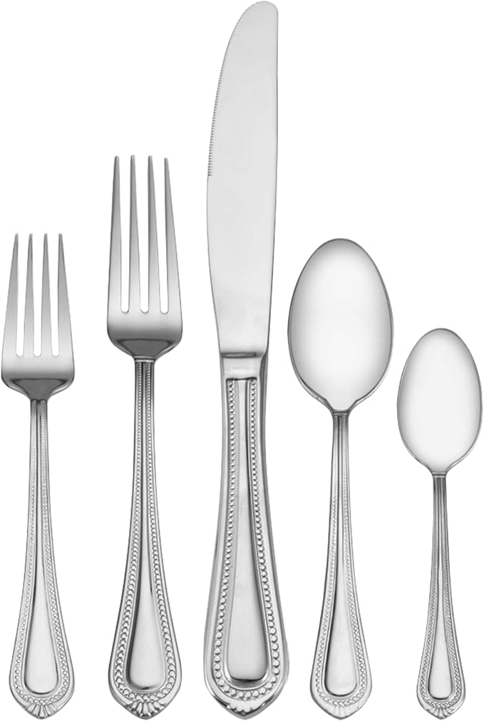 Kyler Flatware Service for 12, 65 Piece Set, 18/10 Stainless Steel, Silverware Set
