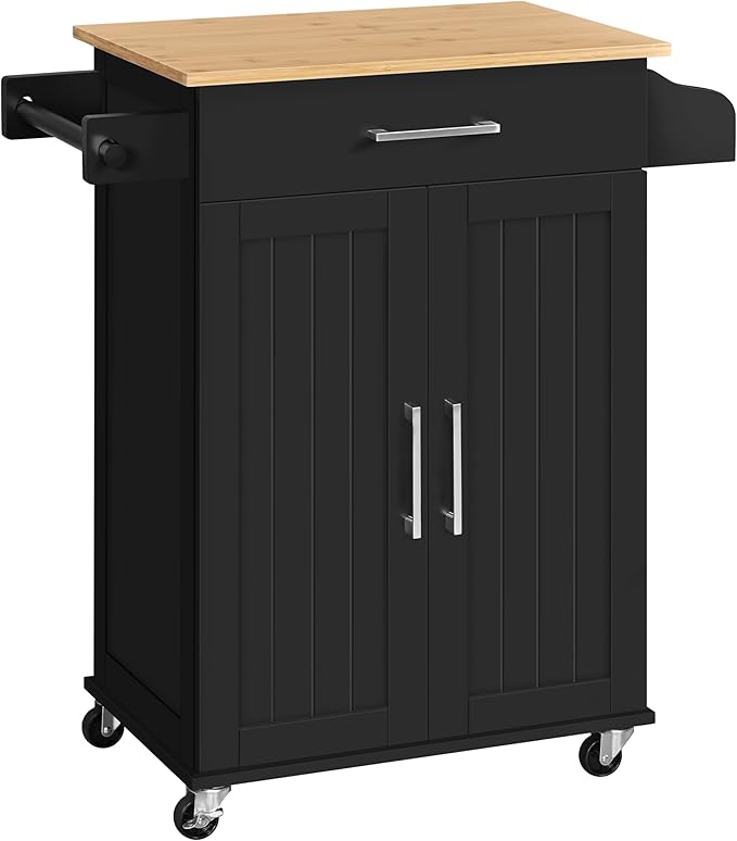 Width Rolling Kitchen Island with Drawer and Adjustable Shelf, Storage Cabinet