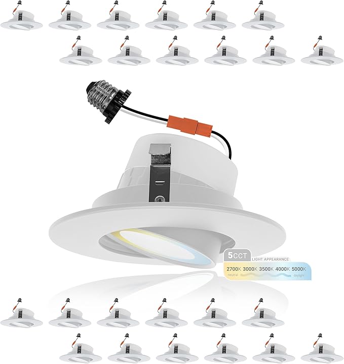 Inch Gimbal Retrofit LED Recessed Lighting, 5CCT 2700K/3000K/3500K/4000K/5000K