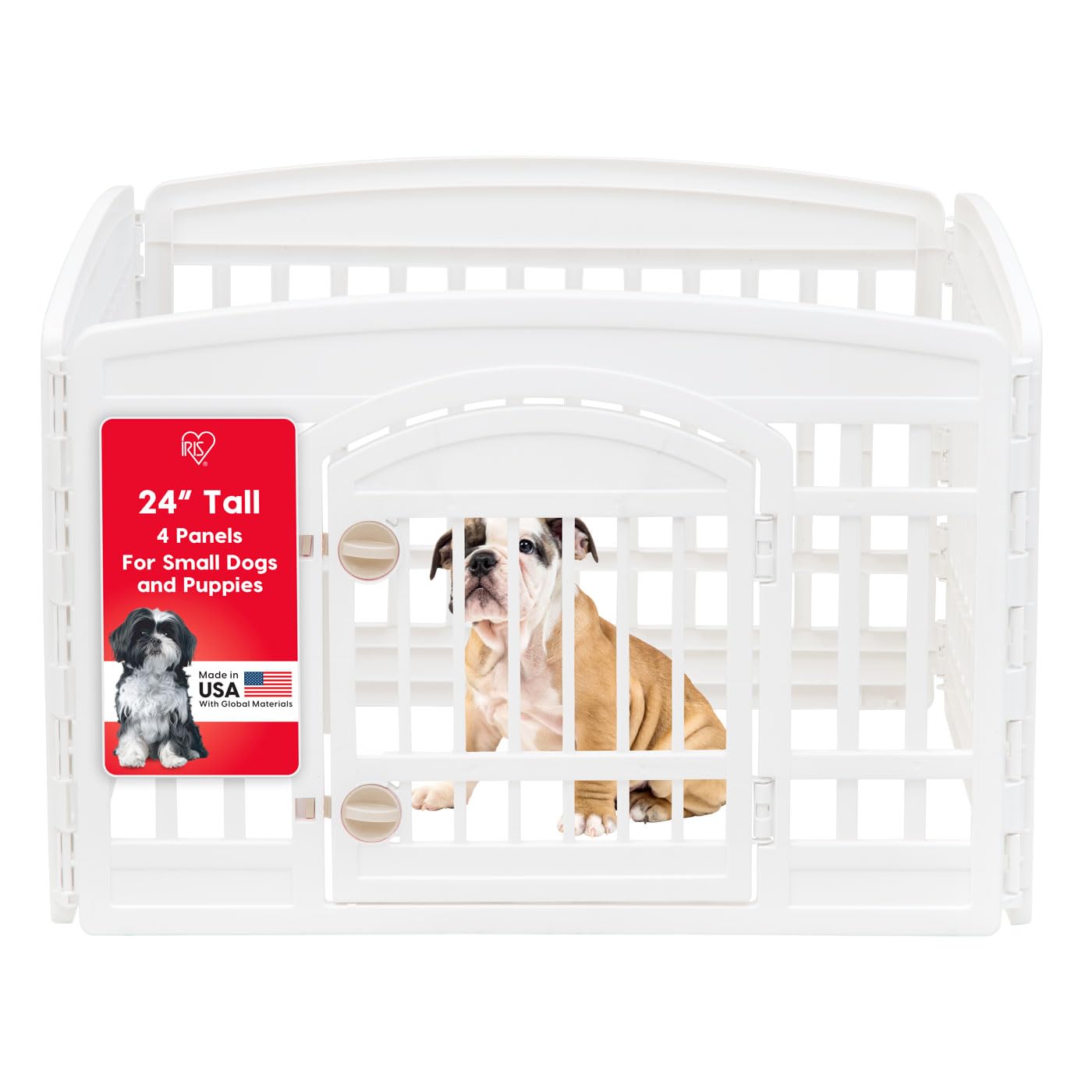 USA 24" 4-Panel Dog Playpen with Door, 35 x 35 x 24, Puppy Playpen, Dog Play Pen Indoors