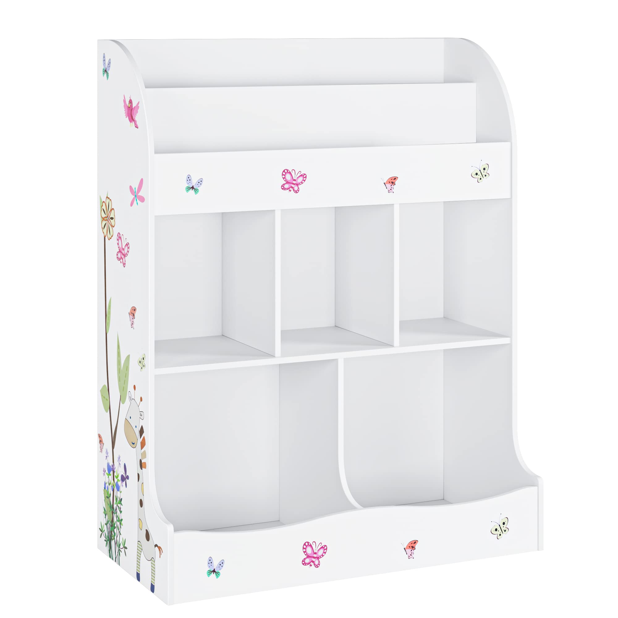 Kids Bookshelf and Toy Storage, 3 Tier Sling Montessori Bookcase with Toy Organizer