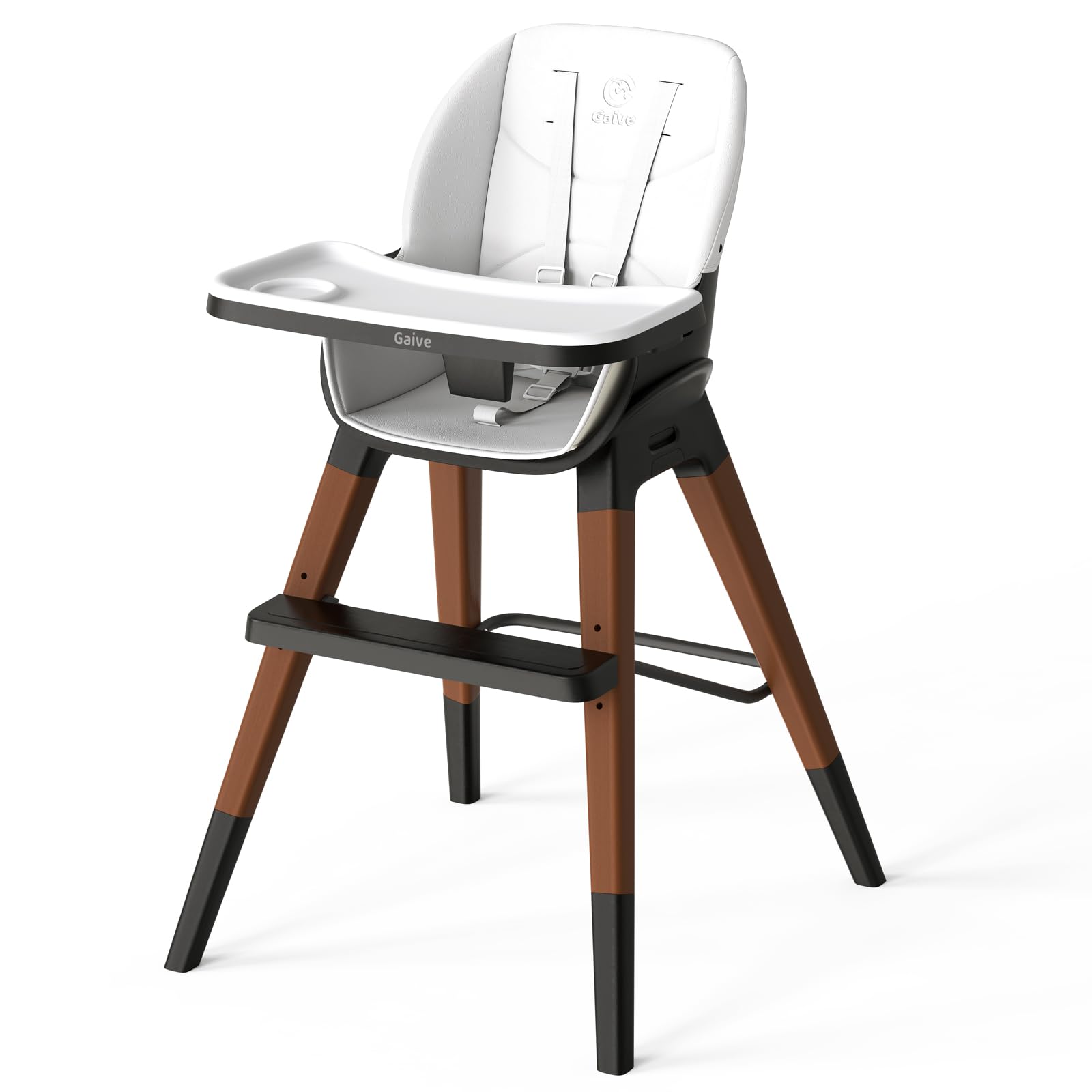 Convertible Wooden Baby High Chair with Tray, Adjustable High Chair for Babies