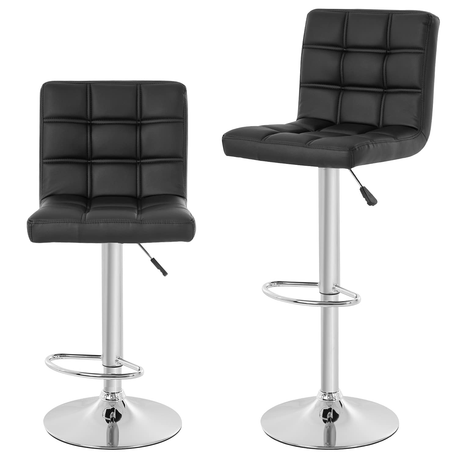 Height Adjustable Counter Black Swivel Bar Stools