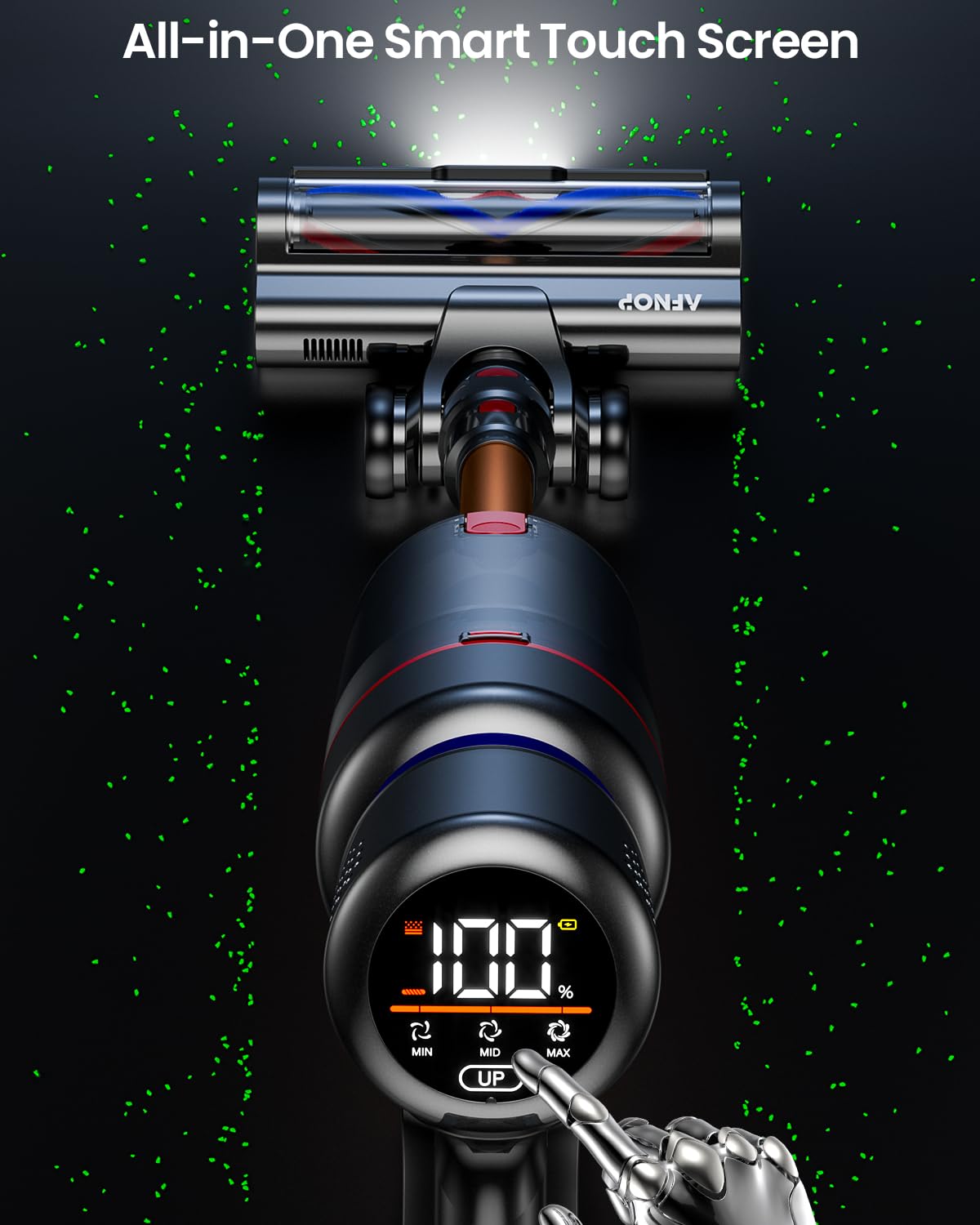 Cordless Vacuum Cleaner, 45Kpa 550W 65Mins Self-Standing Vacuum Cleaners for Home, Stick Vacuum with Touch Screen, Anti-tangle Brush, Rechargeable Vacuum Cordless for Pet Hair, Carpet, Hardwood Floor