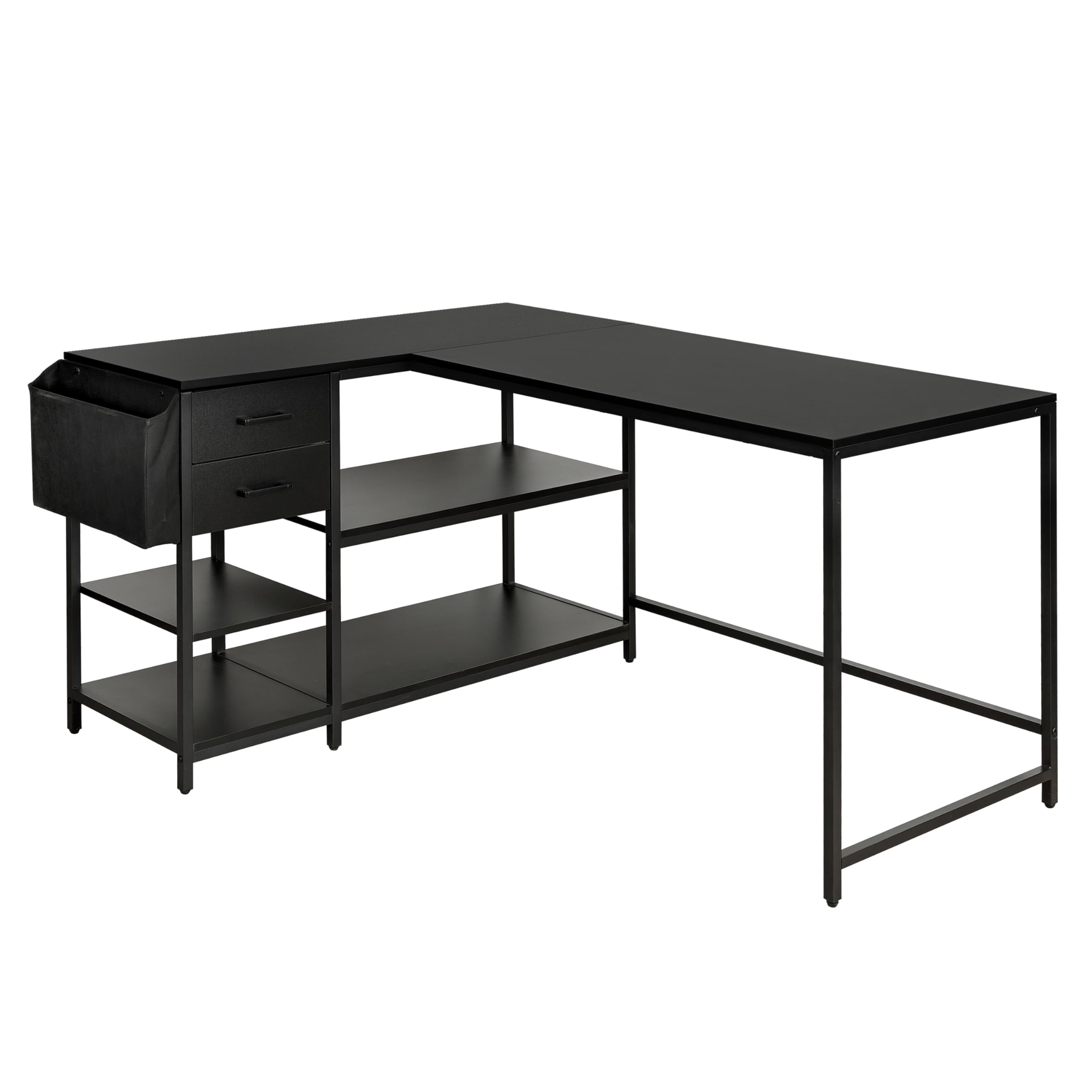 Modern L-Shaped Desk with Storage, Corner Computer Desk