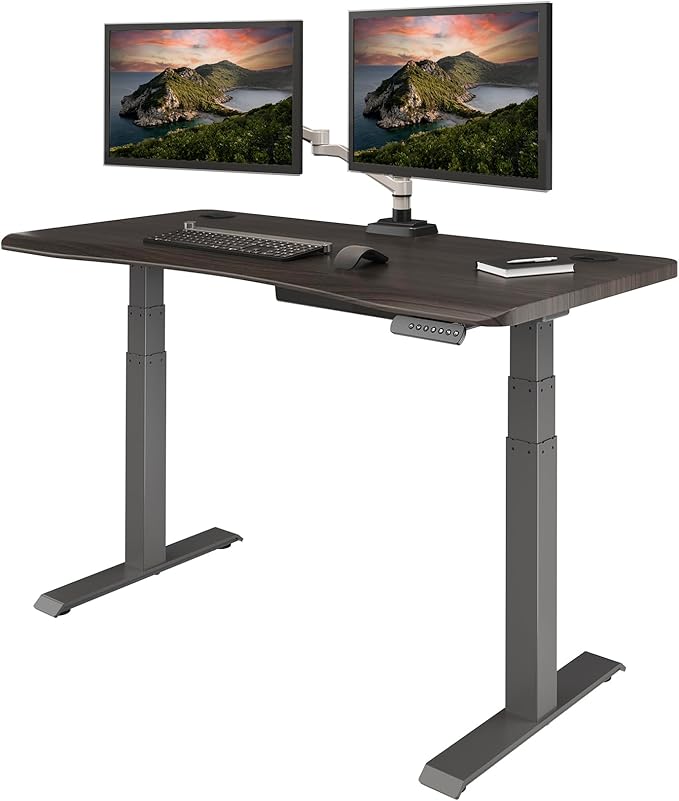 54x26 Height Adjustable Standing Desk - Curved Electric Stand Up Desk Rounded
