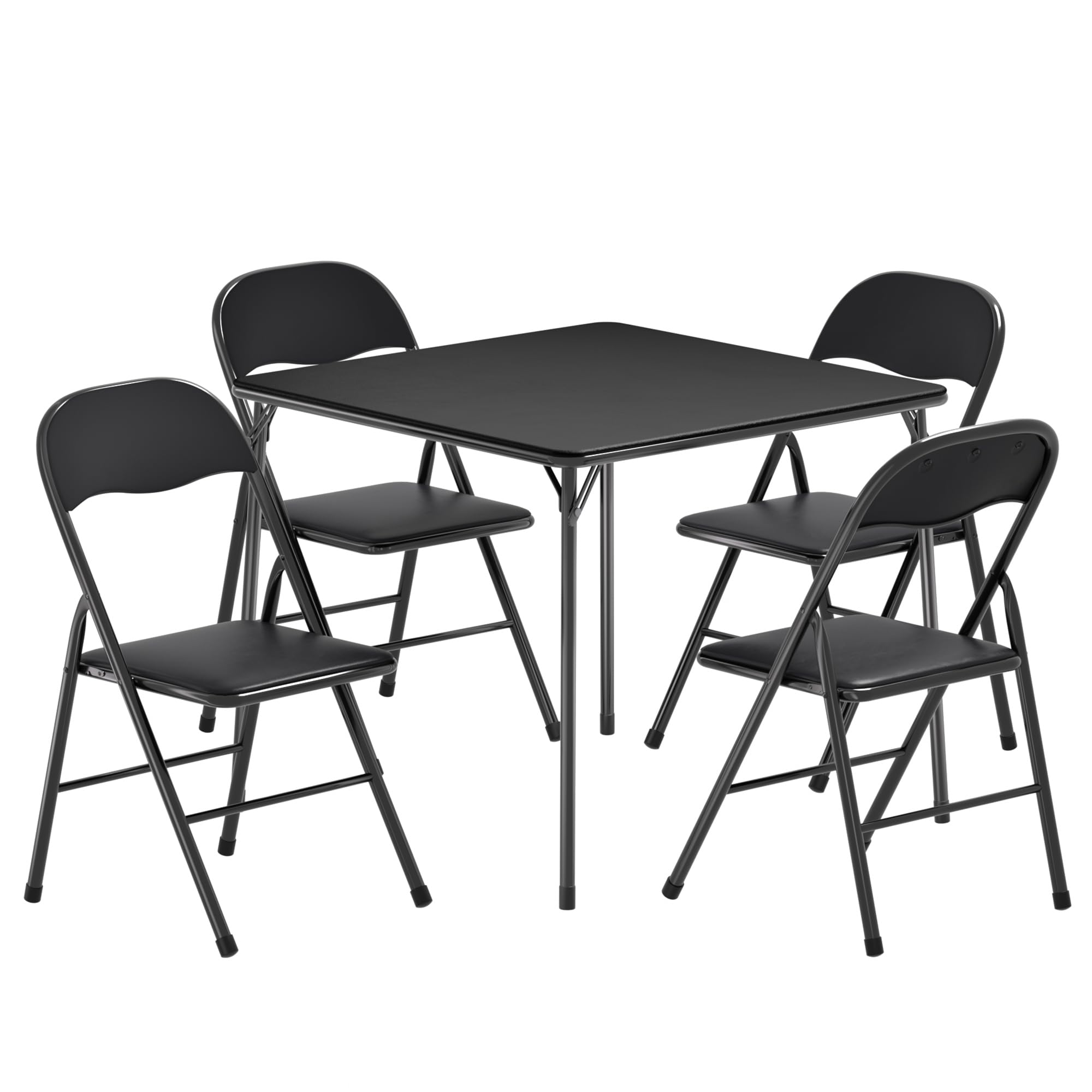 Folding Card Table and Chair Set of 5 Foldable with Padded Upholstery Tabletop